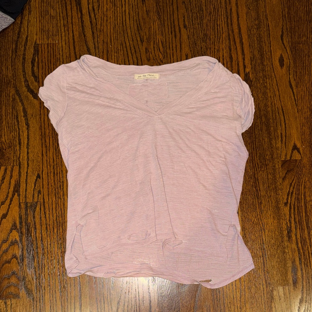 Free People Soft Pink Short Sleeve Tee